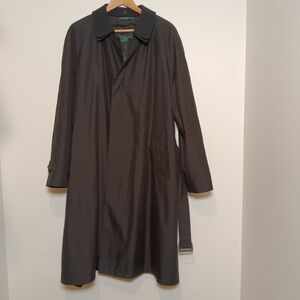Ralph Lauren Vintage Mens Black Trench Overcoat Raincoat 44R Single Breasted